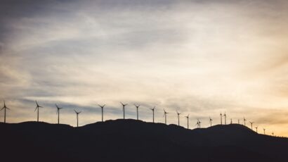 skyline with wind turbines on the horizon